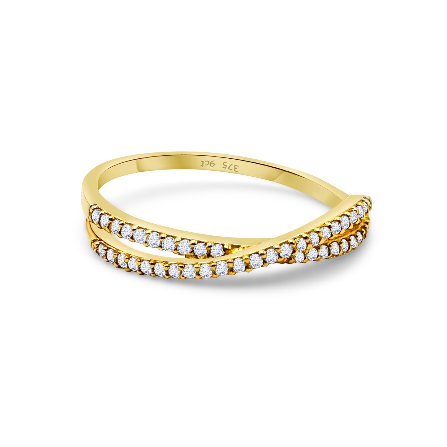 9ct Yellow Gold Crossover Diamond Eternity Ring