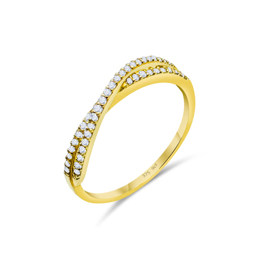 9ct Yellow Gold Crossover Diamond Eternity Ring