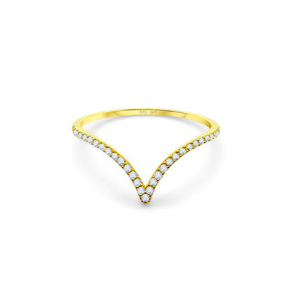 9ct Yellow Gold Diamond Wishbone Ring