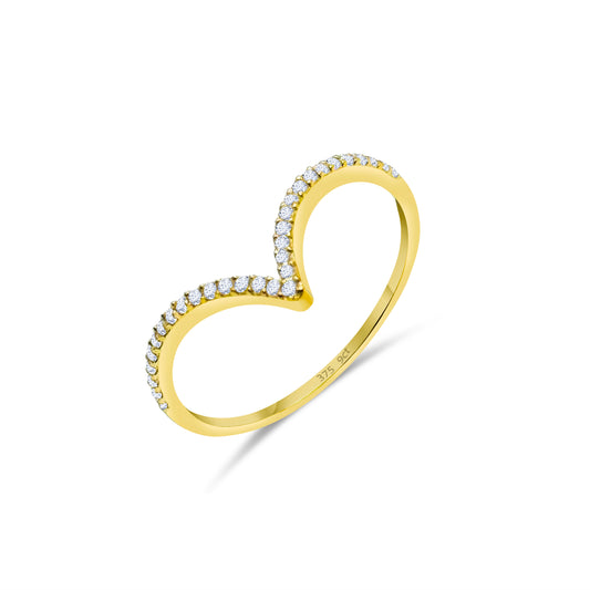 9ct Yellow Gold Diamond Wishbone Ring