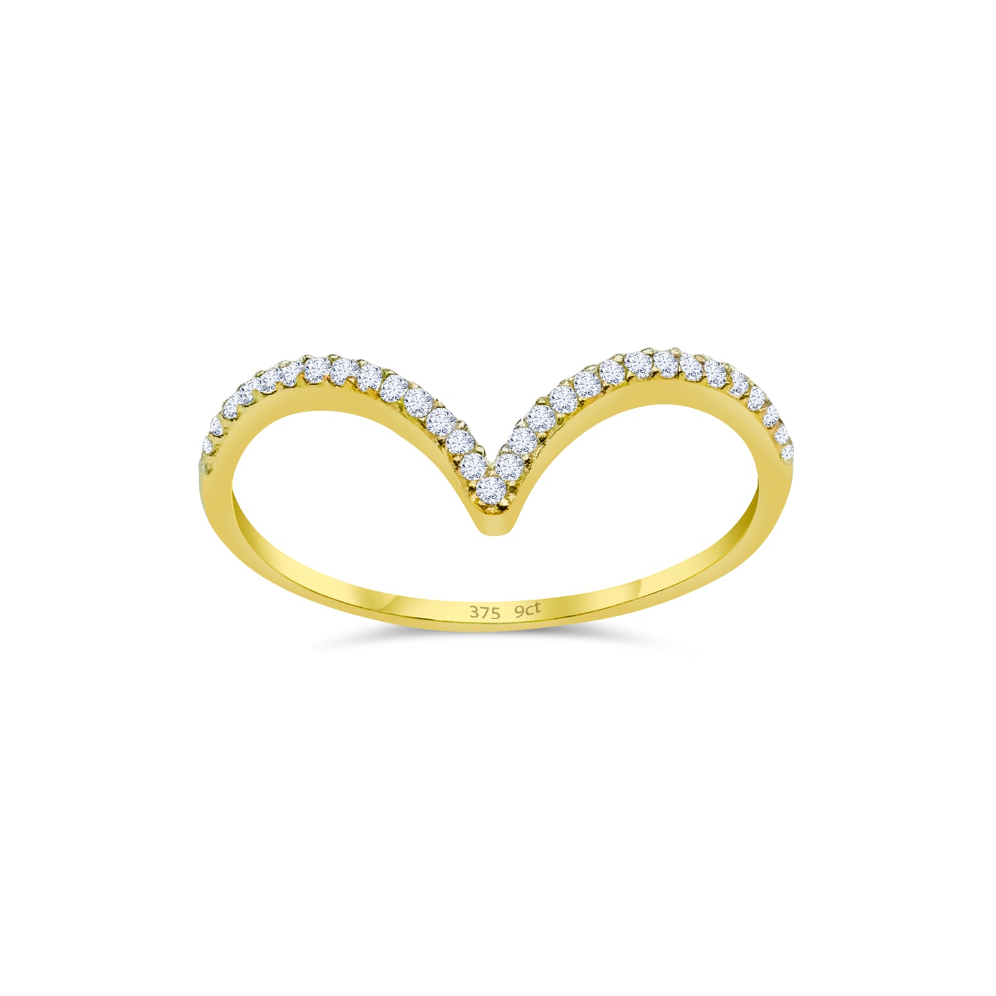 9ct Yellow Gold Diamond Wishbone Ring