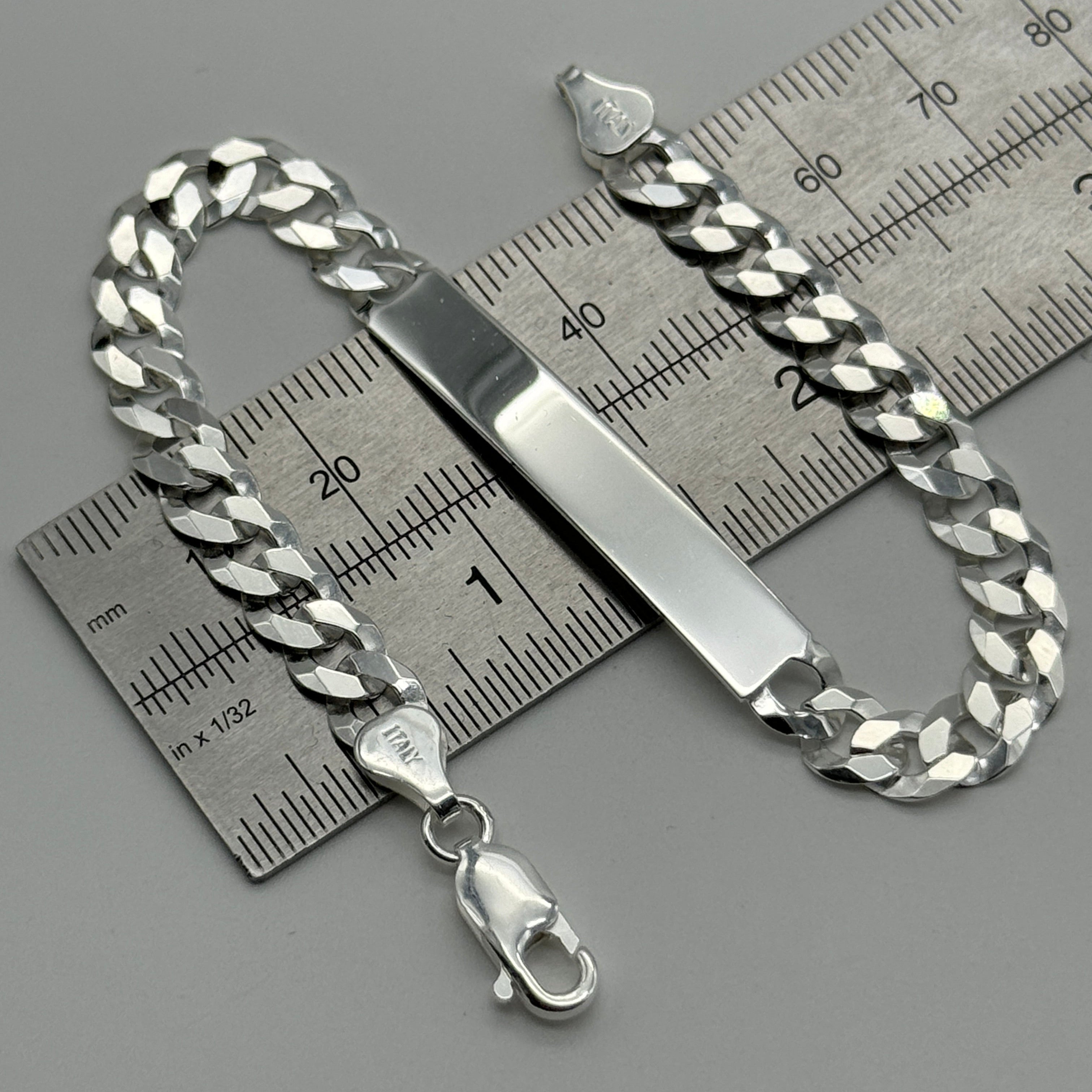 SOLID 925 Sterling Silver 6mm Personalised Curb Chain ID Bracelet