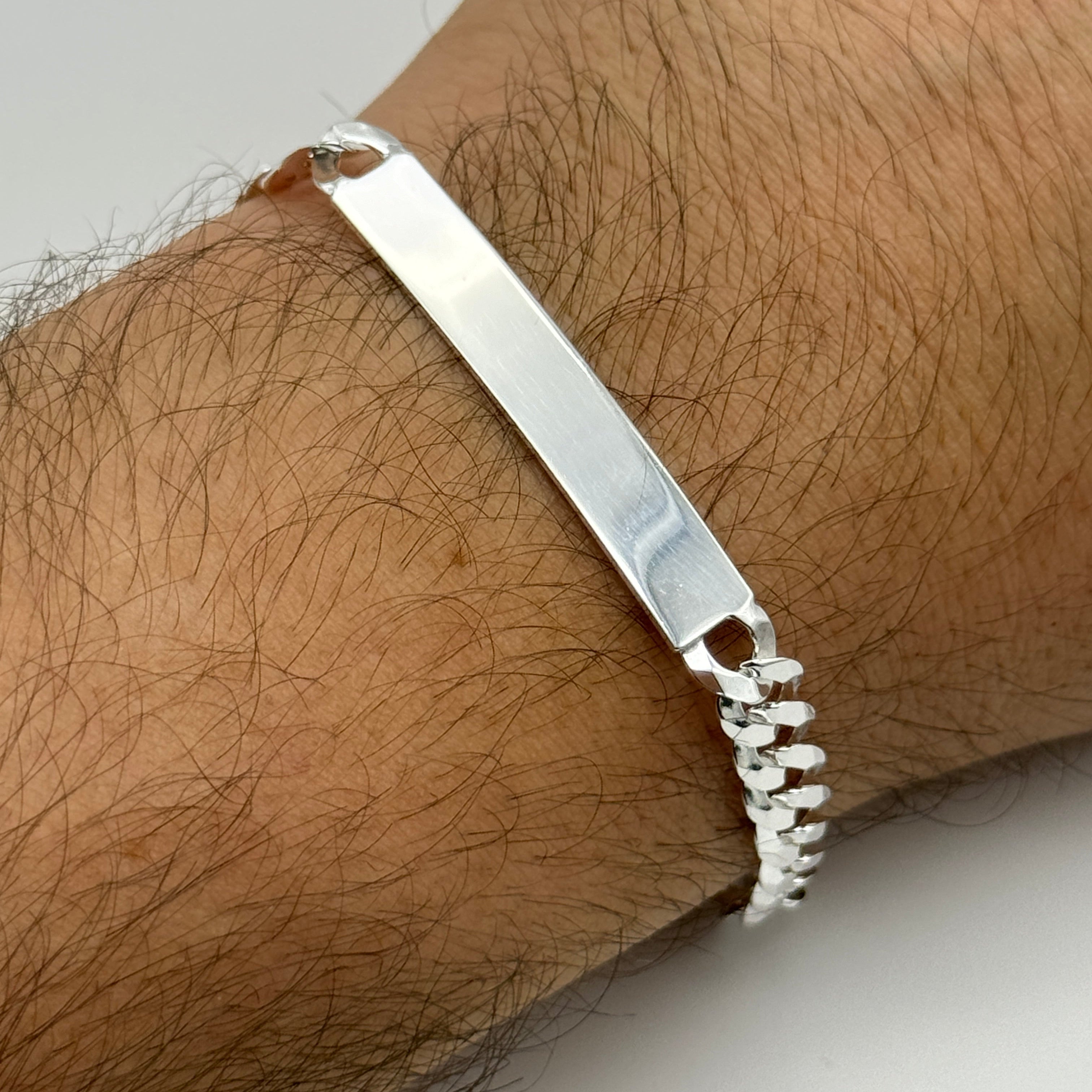 SOLID 925 Sterling Silver 6mm Personalised Curb Chain ID Bracelet