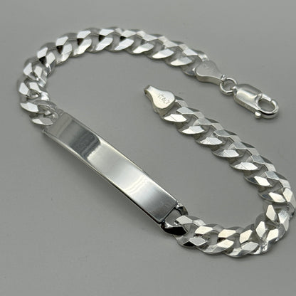 925 Sterling Silver 8mm Curb ID Bracelet 8.5 Inch