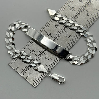 925 Sterling Silver 8mm Curb ID Bracelet 8.5 Inch