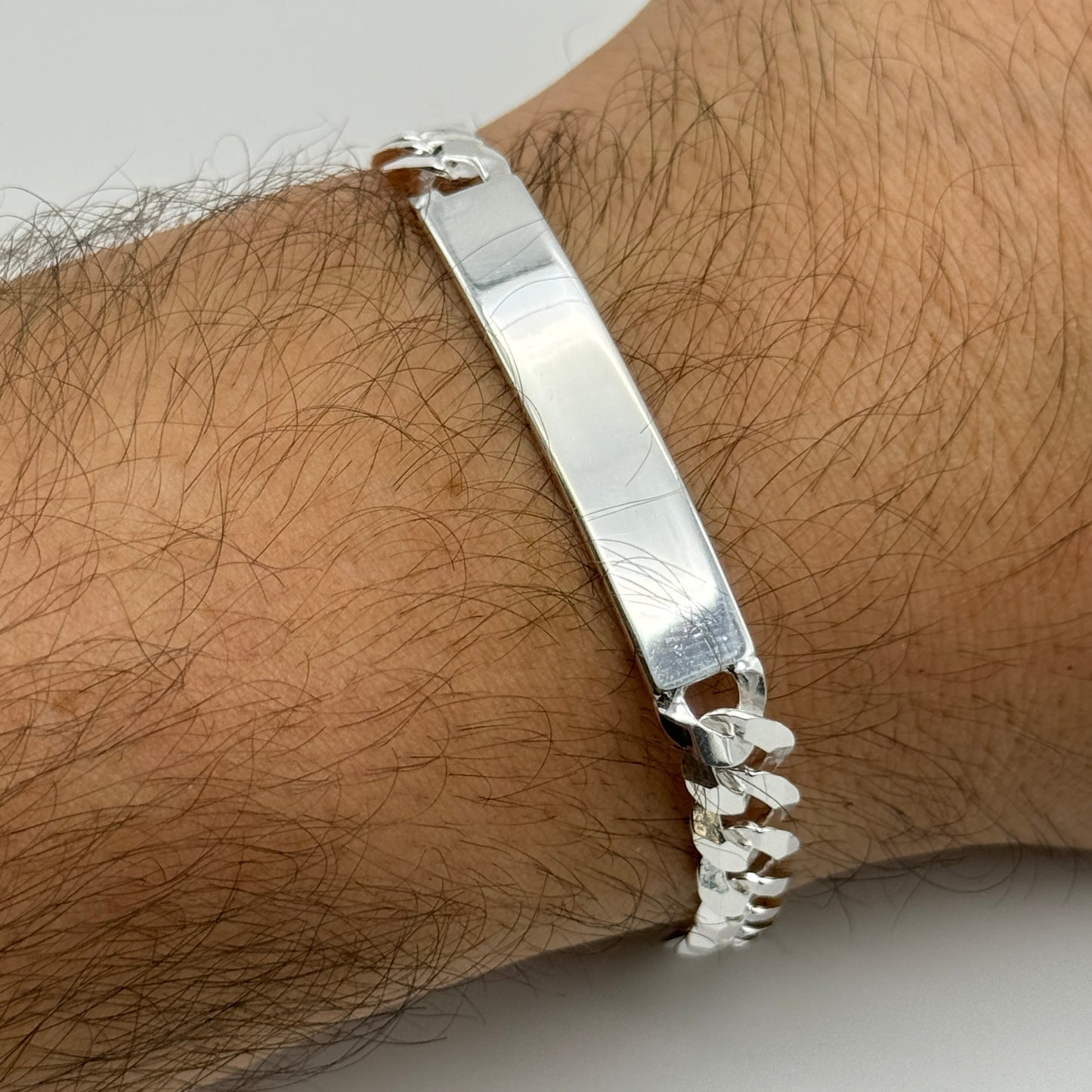 925 Sterling Silver 8mm Curb ID Bracelet 8.5 Inch