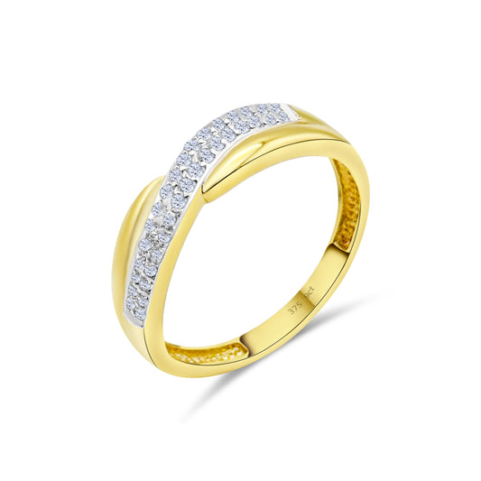 9ct Yellow Gold Diamond Wedding Band Ring