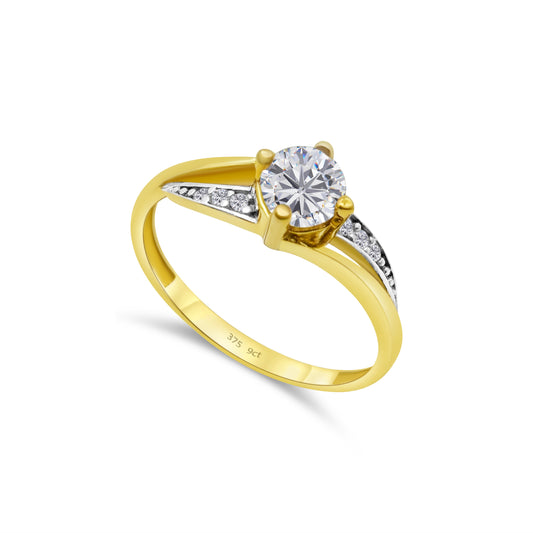9ct Yellow Gold Diamond Solitaire Engagement Ring