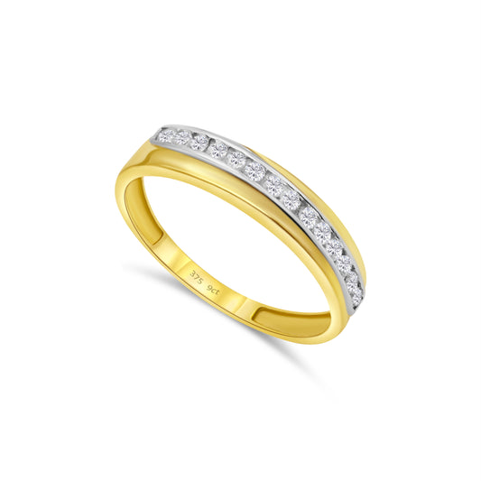 9ct Yellow Gold Diamond Channel Set Wedding Band Ring