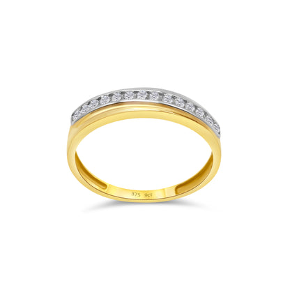 9ct Yellow Gold Diamond Channel Set Wedding Band Ring