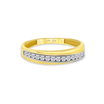 9ct Yellow Gold Diamond Channel Set Wedding Band Ring