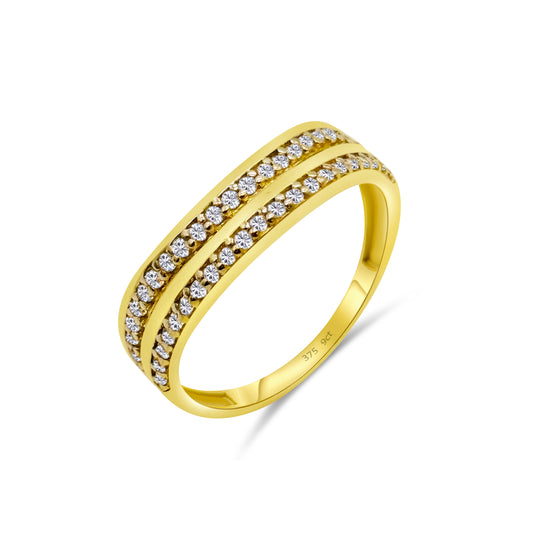 9ct Yellow Gold Diamond Double Side Wedding Band Ring