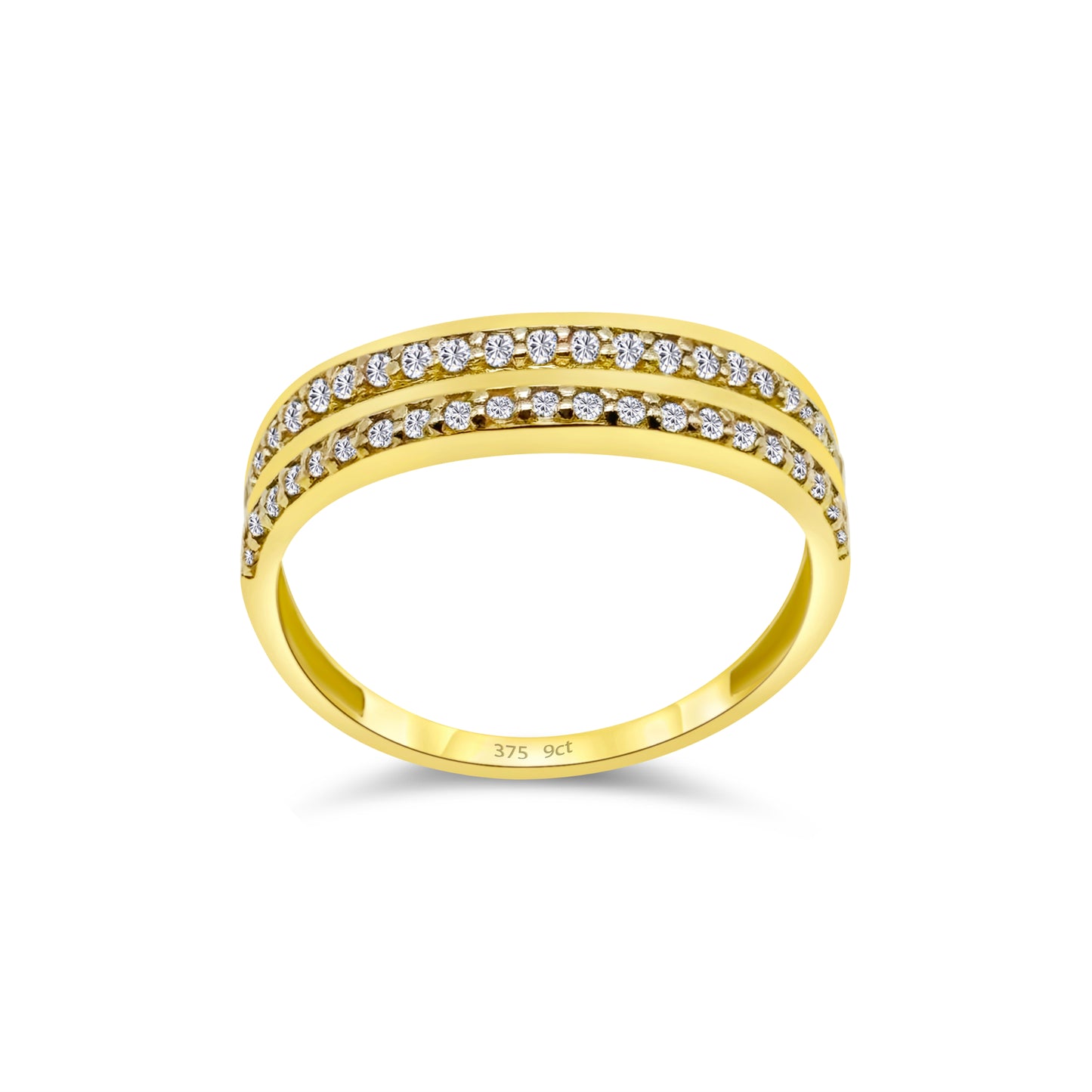 9ct Yellow Gold Diamond Double Side Wedding Band Ring