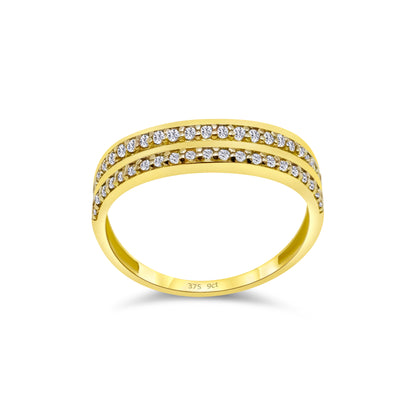 9ct Yellow Gold Diamond Double Side Wedding Band Ring