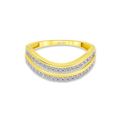 9ct Yellow Gold Diamond Double Side Wedding Band Ring