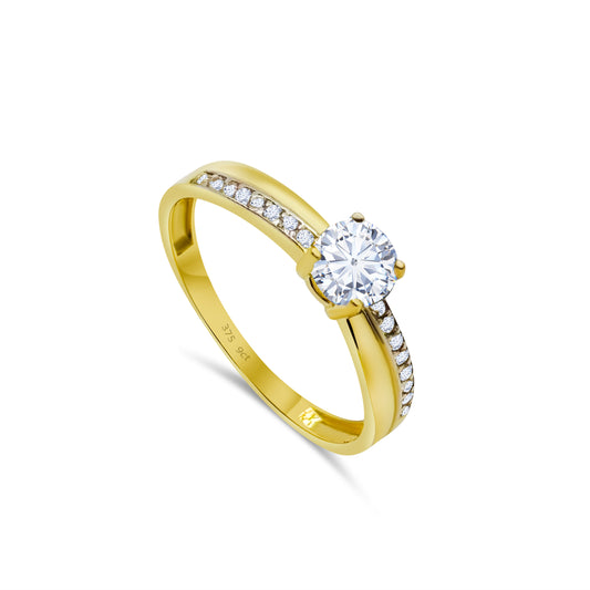 9ct Yellow Gold Diamond Solitaire Engagement Ring