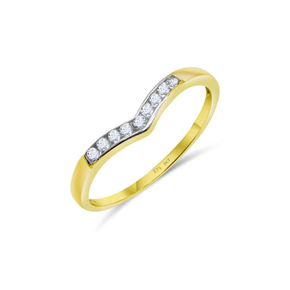 9ct Yellow Gold Diamond Wishbone Wedding Band Ring