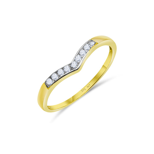 9ct Yellow Gold Diamond Wishbone Wedding Band Ring