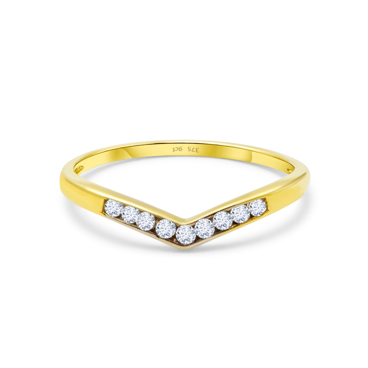 9ct Yellow Gold Diamond Wishbone Wedding Band Ring
