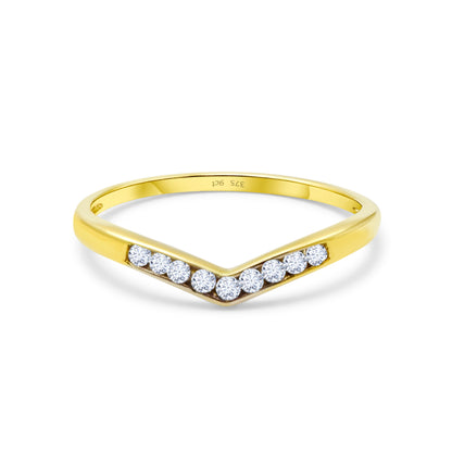 9ct Yellow Gold Diamond Wishbone Wedding Band Ring