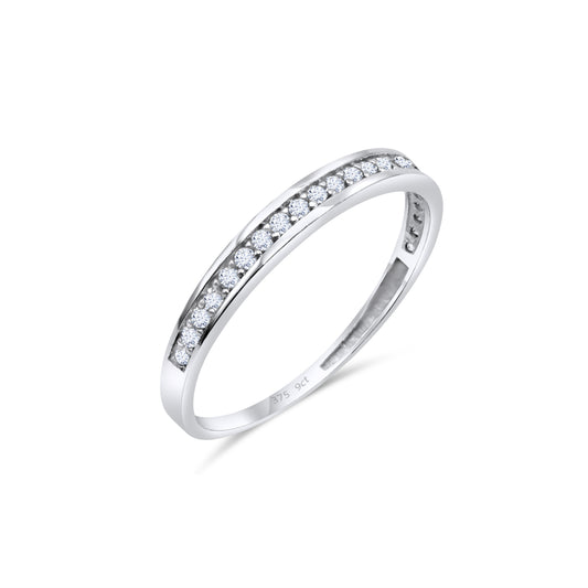 9ct White Gold Diamond Half Eternity Wedding Band Ring