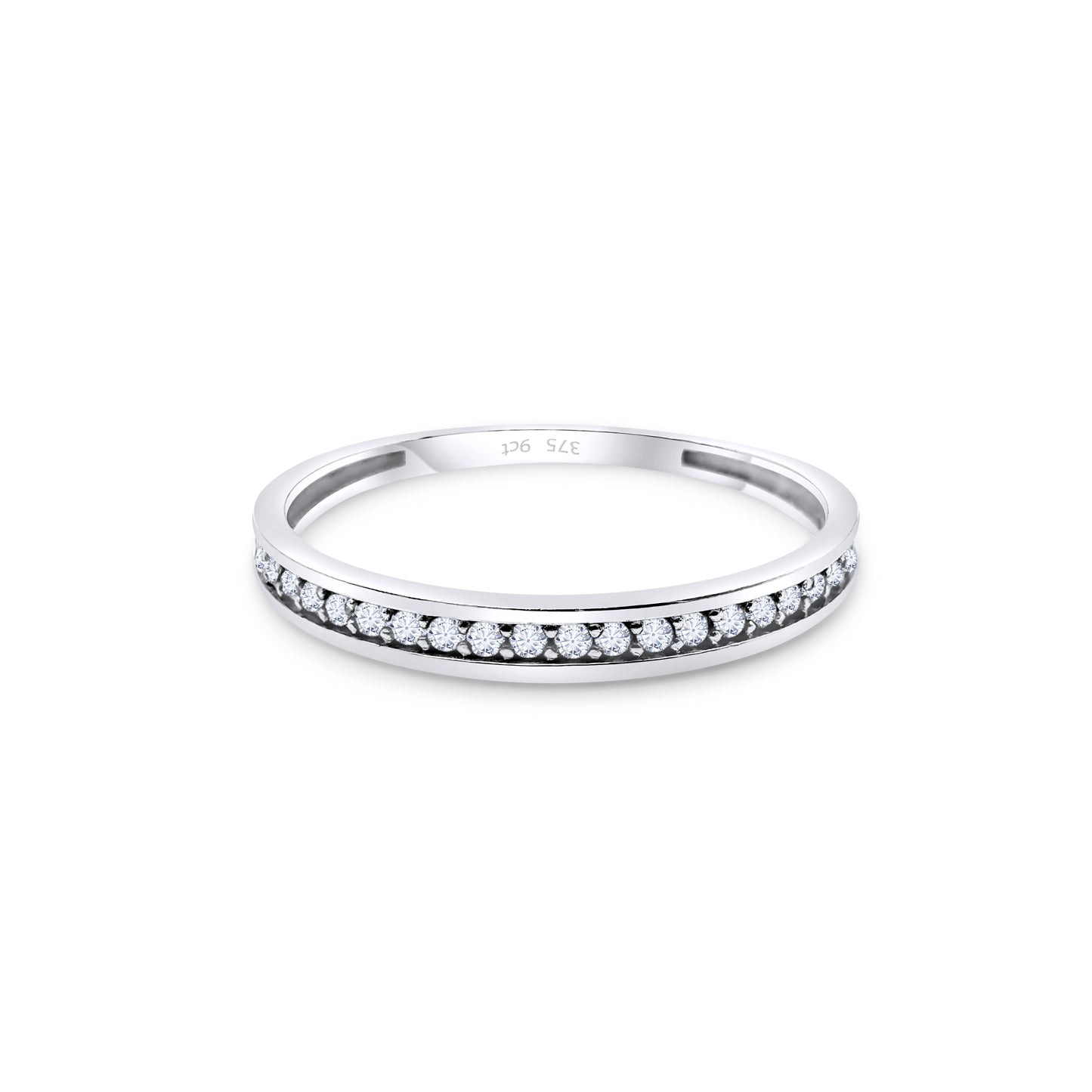 9ct White Gold Diamond Half Eternity Wedding Band Ring