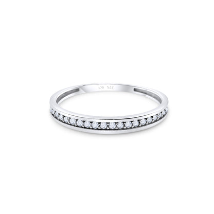 9ct White Gold Diamond Half Eternity Wedding Band Ring
