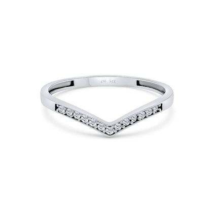 9ct White Gold Diamond Wishbone Wedding Band Ring