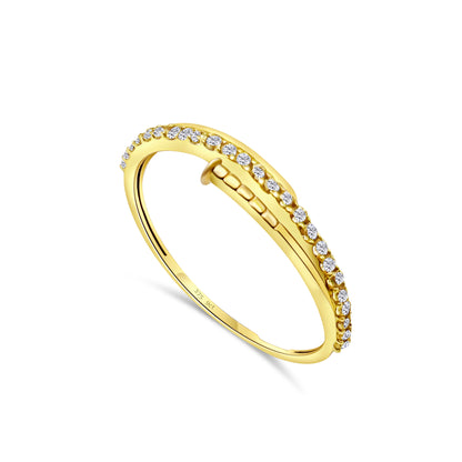 9ct Yellow Gold Diamond Nail Design Wedding Band Ring