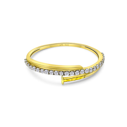 9ct Yellow Gold Diamond Nail Design Wedding Band Ring