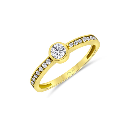 9ct Yellow Gold Diamond Round Solitaire Engagement Ring