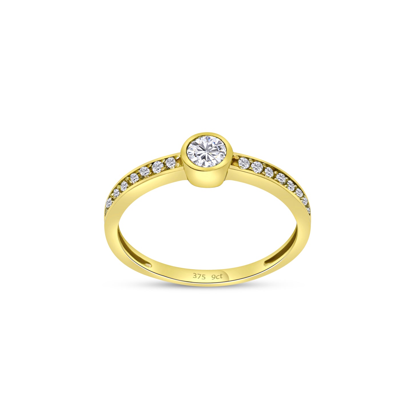 9ct Yellow Gold Diamond Round Solitaire Engagement Ring