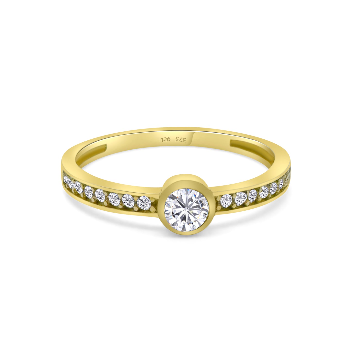 9ct Yellow Gold Diamond Round Solitaire Engagement Ring