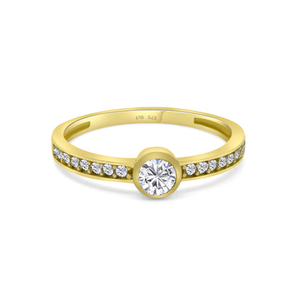 9ct Yellow Gold Diamond Round Solitaire Engagement Ring