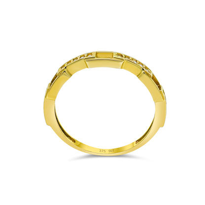 9ct Yellow Gold Diamond Chain Link Band Ring