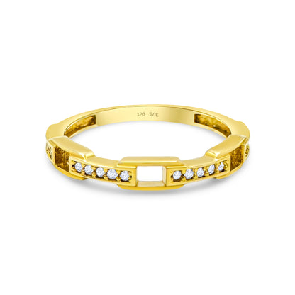9ct Yellow Gold Diamond Chain Link Band Ring