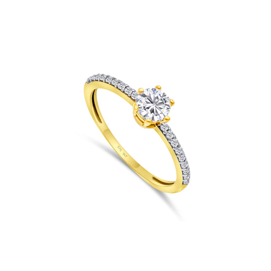 9ct Yellow Gold Diamond Solitaire Engagement Ring