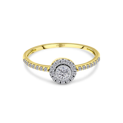 9ct Yellow Gold Diamond Round Halo Engagement Ring