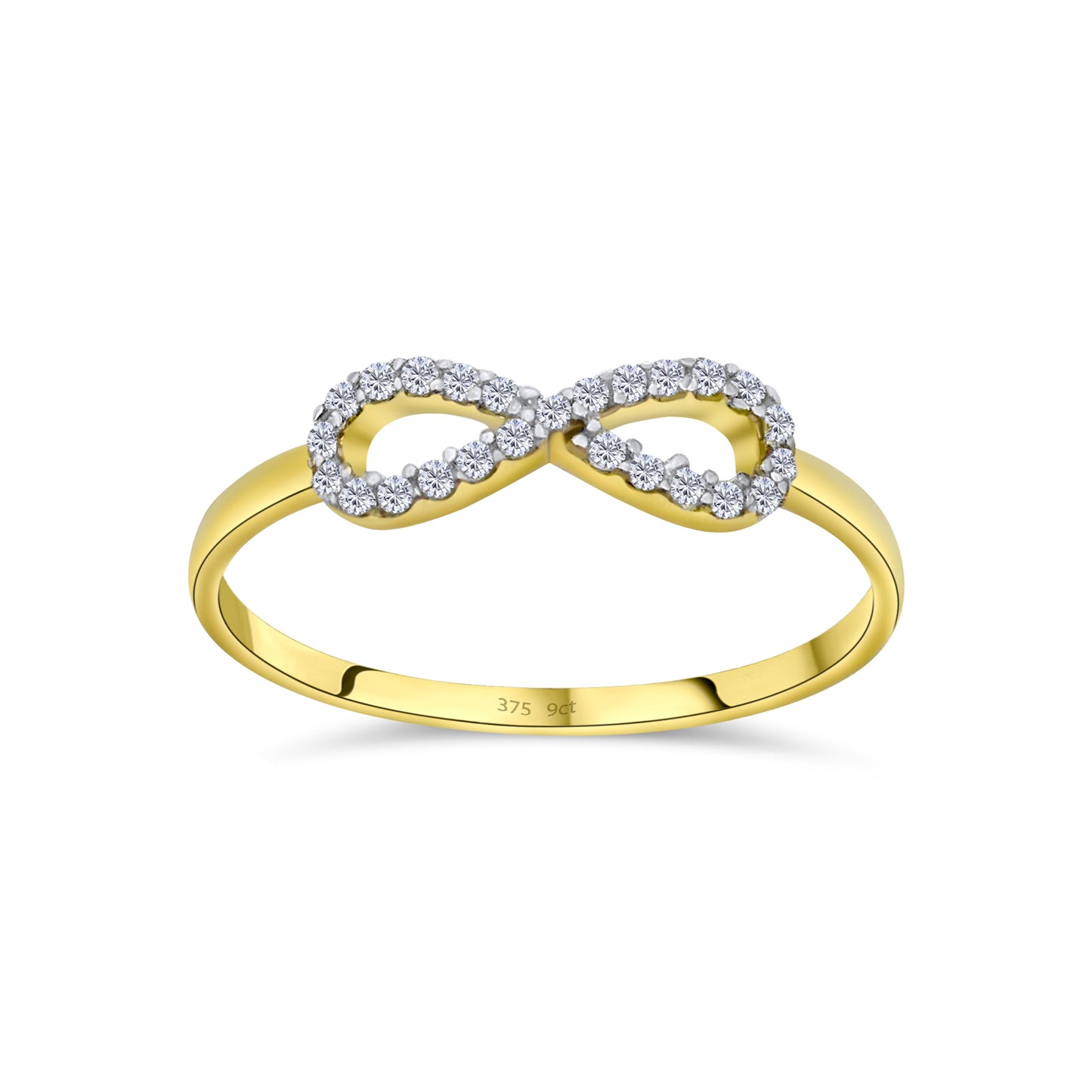 9ct Yellow Gold Diamond Infinity Band Ring
