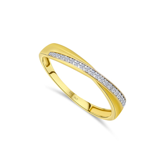 9ct Yellow Gold Diamond Fancy Wedding Band Ring