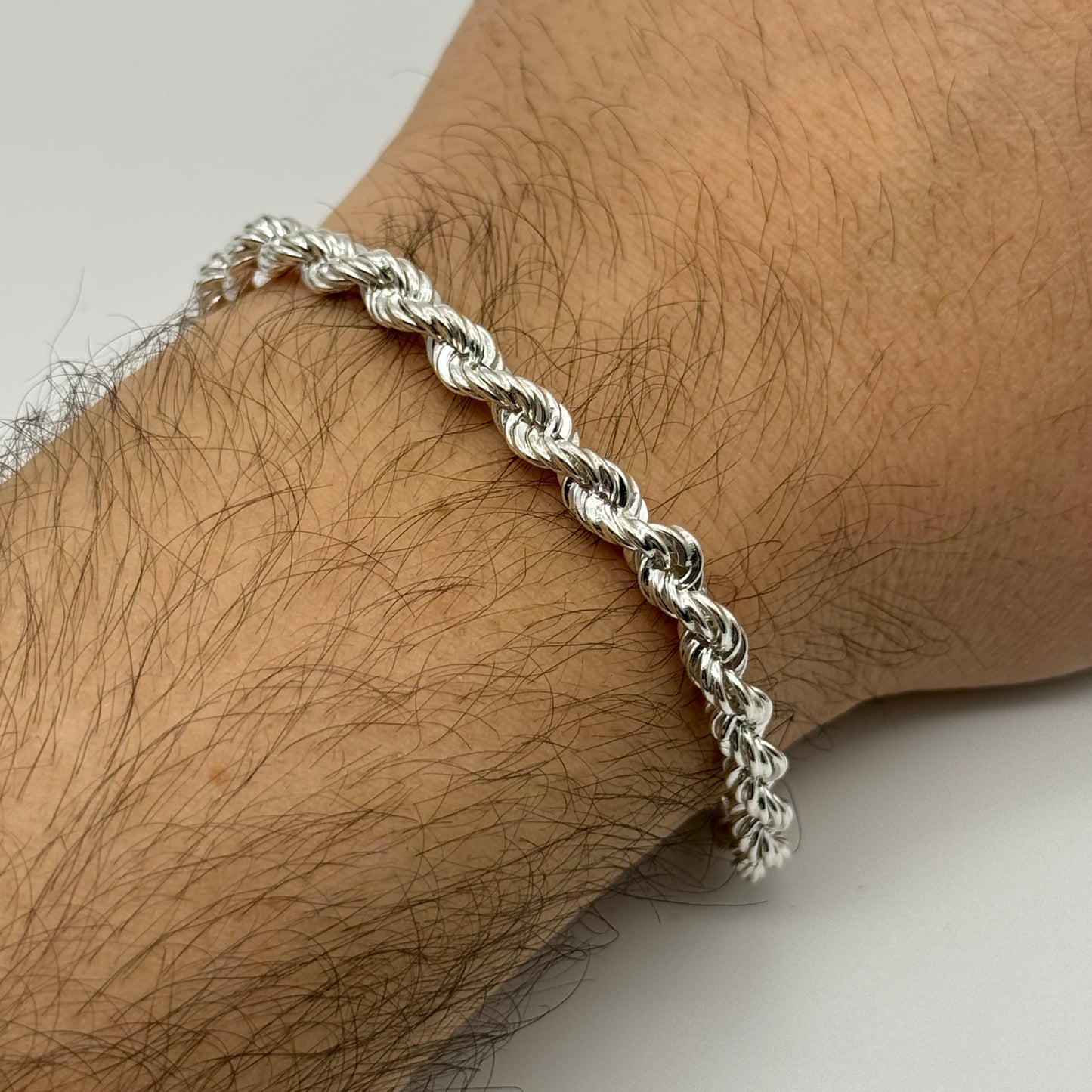 925 Sterling Silver 5mm Rope Bracelet 8 Inch