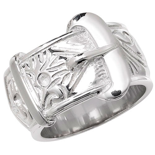 925 Sterling Silver Mens Heavy Buckle Ring