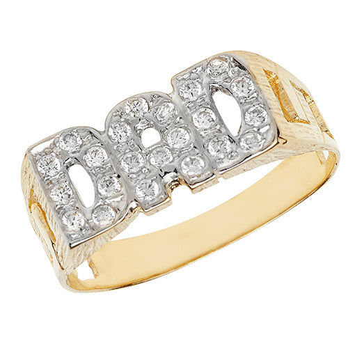 9ct Yellow Gold Mens Diamond Dad Ring