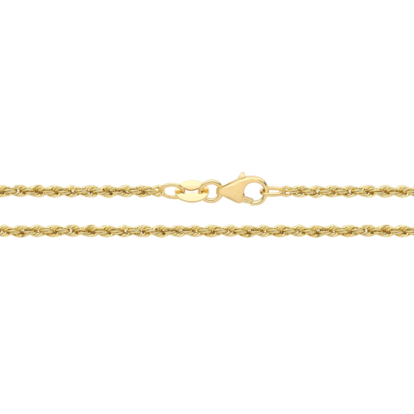9ct Yellow Gold 2mm Solid Twisted Rope Chain