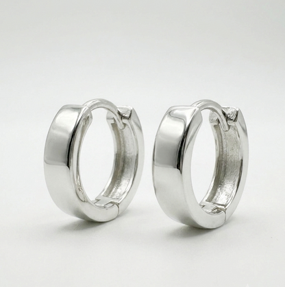 925 Sterling Silver Mens 12mm Plain Huggie Earring