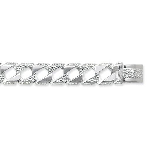 925 Sterling Silver Mens 15mm Curb Cast Bracelet