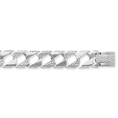 925 Sterling Silver Mens 15mm Curb Cast Bracelet