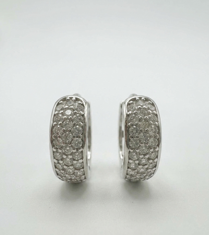 925 Sterling Silver 14mm Diamond Huggie Round Shape Earring
