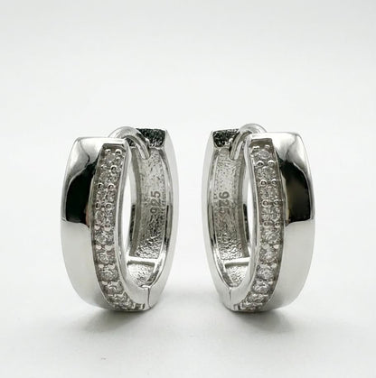 925 Sterling Silver Mens 15mm Huggies Earring