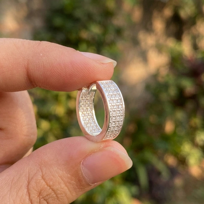 925 Sterling Silver 15mm Diamond Huggie Earring